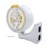 32456 by UNITED PACIFIC - Headlight - Half-Moon, RH/LH, 7", Round, Polished Housing, H4 Bulb, with 34 Bright Amber LED Position Light and 4 Amber LED Signal Light, Amber Lens