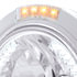 32467 by UNITED PACIFIC - Headlight - RH/LH, 7", Round, Polished Housing, H4 Bulb, with Bullet Style Bezel, with 34 Bright White LED Position Light and 4 Amber LED Dual Mode Signal Light, Clear Lens