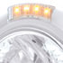 32475 by UNITED PACIFIC - Headlight - RH/LH, 7", Round, Polished Housing, H4 Bulb, with 34 Bright White LED Position Light and 4 Amber LED Dual Mode Signal Light, Clear Lens