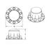 10316 by UNITED PACIFIC - Axle Hub Cover - Rear, Chrome, ABS Plastic, Dome, 10 Lug Nuts, with 33mm Nut Size