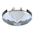 21115 by UNITED PACIFIC - Axle Hub Cap - Front, 6 Uneven Notched, Stainless, with 3 Bar Spinner, 1" Lip