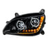 35747 by UNITED PACIFIC - Headlight Assembly - Driver Side (LH), Black Housing, LED, with Sequential Signal Light