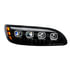 35844 by UNITED PACIFIC - Quad-LED Black Headlight with LED Sequential Turn Signal and DRL for 2005-15 Peterbilt 386 - Passenger Side