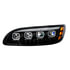35843 by UNITED PACIFIC - Quad-LED Black Headlight with LED Sequential Turn Signal and DRL for 2005-15 Peterbilt 386 - Driver Side