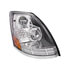 35894 by UNITED PACIFIC - Headlight - R/H, Chrome, LED, with ABS Rear Housing, with Dual Color LED Light Bars