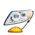35989 by UNITED PACIFIC - Chrome LED Projector Headlight with RR Facing Turn Signal for 2002-18 International Durastar - Driver Side