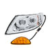 35989 by UNITED PACIFIC - Chrome LED Projector Headlight with RR Facing Turn Signal for 2002-18 International Durastar - Driver Side