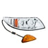 35990 by UNITED PACIFIC - Chrome LED Projector Headlight with RR Facing Turn Signal for 2002-18 International Durastar - Passenger Side