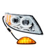 35990 by UNITED PACIFIC - Chrome LED Projector Headlight with RR Facing Turn Signal for 2002-18 International Durastar - Passenger Side