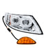 35990 by UNITED PACIFIC - Chrome LED Projector Headlight with RR Facing Turn Signal for 2002-18 International Durastar - Passenger Side