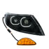 35992 by UNITED PACIFIC - Black LED Projector Headlight with RR Facing Turn Signal for 2002-18 International Durastar - Passenger Side