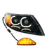 35992 by UNITED PACIFIC - Black LED Projector Headlight with RR Facing Turn Signal for 2002-18 International Durastar - Passenger Side