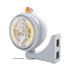 32610 by UNITED PACIFIC - Guide Headlight - 682-C Style, RH/LH, 7", Round, Polished Housing, H4 Bulb, with 34 Bright Amber LED Position Light and Top Mount, Original Style, 5 LED Signal Light, Amber Lens