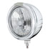 United Pacific 32761 Headlight Headlight - Embossed Stripe, RH/LH, 7", Round, Polished Housing, H4 Bulb, Bullet Style Bezel,