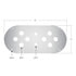 34026 by UNITED PACIFIC - Dome Light Bracket - Stainless Steel, with 8 x 3/4" Mini Light Cut-Outs