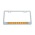 39757 by UNITED PACIFIC - License Plate Frame - Chrome, with 10 LED 9" Light Bar, Amber LED/Clear Lens