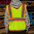 99219L by UNITED PACIFIC - Safety Vest - Yellow, Large, High Visibility, with Pocket and Zipper
