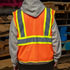 99220S by UNITED PACIFIC - High Visibility Safety Vest - Orange, with Reflective Strips and Pocket, Small