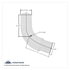 PB359-E68-65 by UNITED PACIFIC - Exhaust Elbow - Expanded, Chrome, 68 Degree Angled, for Peterbilt 359 - Reduce 6" OD To 5" OD