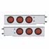 63543 by UNITED PACIFIC - Light Bar - Rear, Spring Loaded, with 3.75" Bolt Pattern, Reflector/Stop/Turn/Tail Light, Red LED and Lens, Chrome/Steel Housing, with Rubber Grommets, 12 LED Per Light
