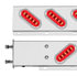 63785 by UNITED PACIFIC - Light Bar - Rear, "Glo" Light, Stainless Steel, Spring Loaded, with 3.75" Bolt Pattern, Stop/Turn/Tail Light, Red LED, Clear Lens, with Chrome Bezels and Visors, 22 LED Per Light
