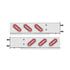 63785 by UNITED PACIFIC - Light Bar - Rear, "Glo" Light, Stainless Steel, Spring Loaded, with 3.75" Bolt Pattern, Stop/Turn/Tail Light, Red LED, Clear Lens, with Chrome Bezels and Visors, 22 LED Per Light