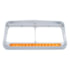 32351 by UNITED PACIFIC - 14 LED Chrome Rectangular Dual Headlight Bezel With Visor, Amber LED/Amber Lens
