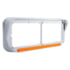 32351 by UNITED PACIFIC - 14 LED Chrome Rectangular Dual Headlight Bezel With Visor, Amber LED/Amber Lens