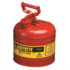 Justrite 7120100 Fuel Can 2 Gallon Steel Safety Can for Flammables, Type I, Flame Arrester, Red