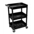 Luxor STC-111B Utility Cart Luxor® STC111 Tray Top Shelf 3 Shelf Plastic Utility Cart 24x18 4" Casters