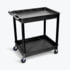 Luxor TC11-B Utility Cart Luxor® TC11 Tray Top Shelf 2 Shelf Plastic Utility Cart 32x24 4" Casters