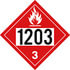 JJ Keller 3388 Hazmat Placard 10.75 Inch Vinyl Class 3 Flammable Liquid 1203 Hazardous Material Shipping Placard