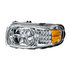 35794 by UNITED PACIFIC - Headlight Assembly - LH, LED, Chrome Housing, High/Low Beam, Aero Fin Design, with LED Signal, White LED Position Light and LED Side Marker