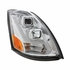 31446 by UNITED PACIFIC - Projection Headlight Assembly - RH, Chrome Housing, High/Low Beam, H7/H1 Bulb, with LED Signal Light and LED Position Light Bar