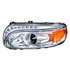 35802 by UNITED PACIFIC - Projection Headlight Assembly - LH, Chrome Housing, High/Low Beam, H11/HB3 Bulb, with Amber LED Signal Light, White LED Position Light and Amber LED Side Marker