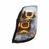 31230 by UNITED PACIFIC - Projection Headlight Assembly - LH, Chrome Housing, High/Low Beam, with Amber LED Light Bar