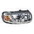 31646 by UNITED PACIFIC - Projection Headlight Assembly - RH, Chrome Housing, High/Low Beam, H9 Quartz/H1 Quartz Bulb, with LED Signal Light and LED Position Light Bar