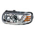 31645 by UNITED PACIFIC - Projection Headlight Assembly - LH, Chrome Housing, High/Low Beam, H9 Quartz/H1 Quartz Bulb, with LED Signal Light and LED Position Light Bar