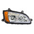 32780 by UNITED PACIFIC - Projection Headlight Assembly - RH, Chrome Housing, High/Low Beam, H7/HB3 Bulb, with Amber LED Signal/Parking Light and White LED Position Light Bar