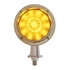 38444 by UNITED PACIFIC - LED Honda Light - Amber Lens/Amber LED, Chrome-Plated Housing, Watermelon Design, 1-1/8" Mounting Arm, with Visor