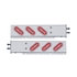 63789 by UNITED PACIFIC - Light Bar - Rear, "Glo" Light, Stainless Steel, Spring Loaded, with 2.5" Bolt Pattern, Stop/Turn/Tail Light, Red LED and Lens, with Chrome Bezels and Visors, 22 LED Per Light, Divider Bar Inner Design