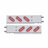63785 by UNITED PACIFIC - Light Bar - Rear, "Glo" Light, Stainless Steel, Spring Loaded, with 3.75" Bolt Pattern, Stop/Turn/Tail Light, Red LED, Clear Lens, with Chrome Bezels and Visors, 22 LED Per Light