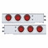 22252 by UNITED PACIFIC - Light Bar - Stainless Steel, Spring Loaded Rear, wth 6X 4" LED Mirage Lights, Red Lens, with 2-1/2" Bolt Pattern, with Chrome Bezels and Visors, 24 LED per Light
