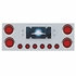 34498 by UNITED PACIFIC - Tail Light Panel - Stainless Steel Rear Center Panel with Four 23 LED 4" Lights & Six 9 LED 2" Mirage Lights & Visors - Red LED/Red Lens