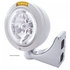 32468 by UNITED PACIFIC - Headlight - RH/LH, 7", Round, Polished Housing, H4 Bulb, with Bullet Style Bezel, with 34 Bright White LED Position Light and 4 Amber LED Signal Light, Amber Lens