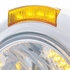 32470 by UNITED PACIFIC - Headlight - RH/LH, 7", Round, Polished Housing, H4 Bulb, with 34 Bright Amber LED Position Light and 4 Amber LED Dual Mode Signal Light (Amber Lens)