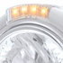 32459 by UNITED PACIFIC - Headlight - Half-Moon, RH/LH, 7", Round, Polished Housing, H4 Bulb, with 34 Bright White LED Position Light and 4 Amber LED Dual Mode Signal Light, Clear Lens