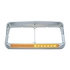 32500 by UNITED PACIFIC - Headlight Bezel - LH, Sequential, LED, Rectangular, Dual, with Visor, Amber LED/Amber Lens