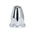 10060 by UNITED PACIFIC - Wheel Lug Nut Cover Set - 33mm x 2-5/8", Chrome, Plastic, Bullets, with Flange, Push-On Style