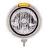 31758 by UNITED PACIFIC - Headlight - RH/LH, 7", Round, Polished Housing, Crystal H4 Bulb, with 4 Amber LED Signal Light, with Amber Lens